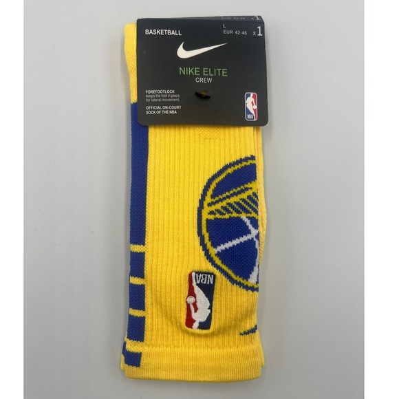 Nike Elite Crew NBA Golden State Warriors Basketball Socks Men's Large - Picture 1 of 4